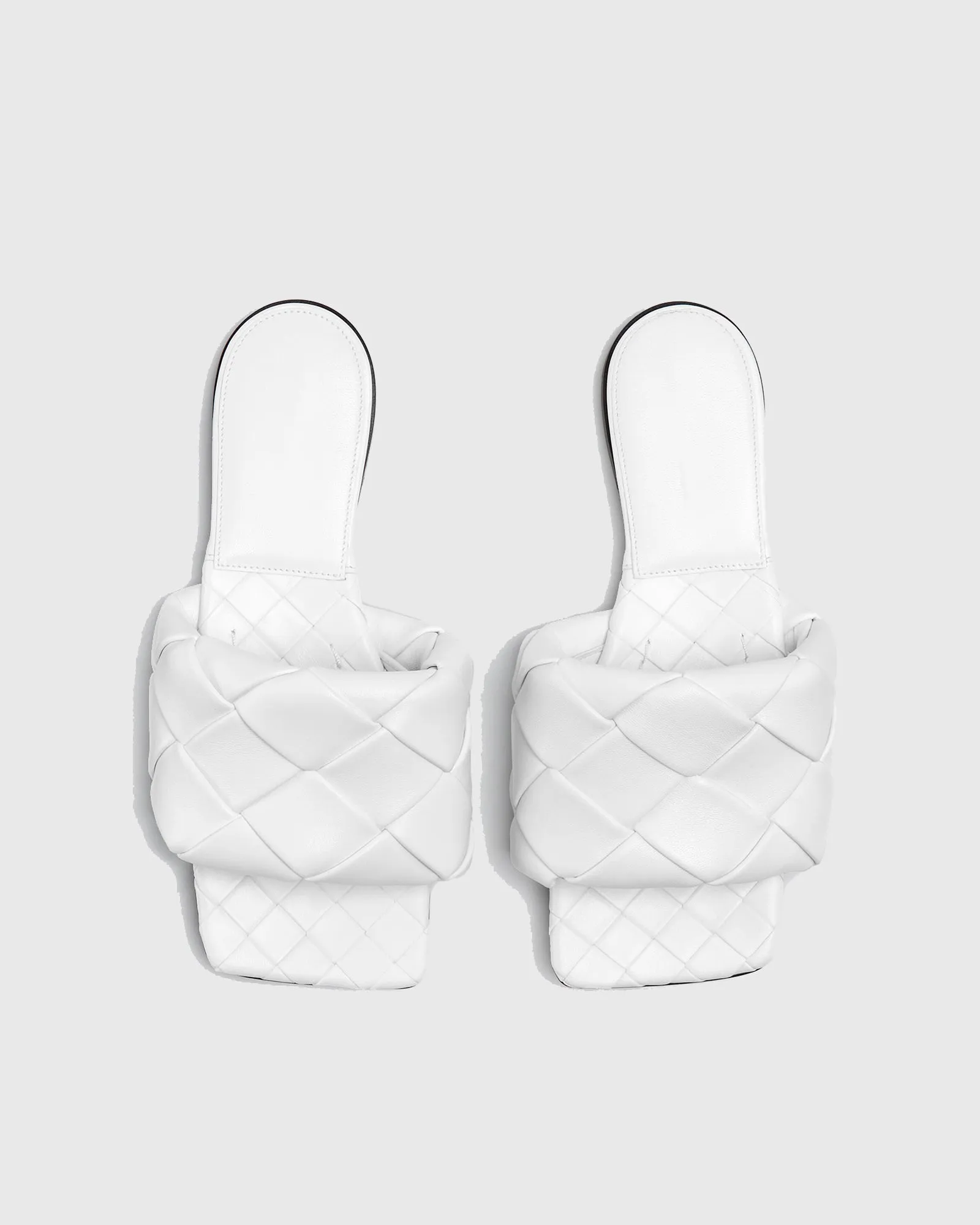 Anna Woven Leather Slippers In White