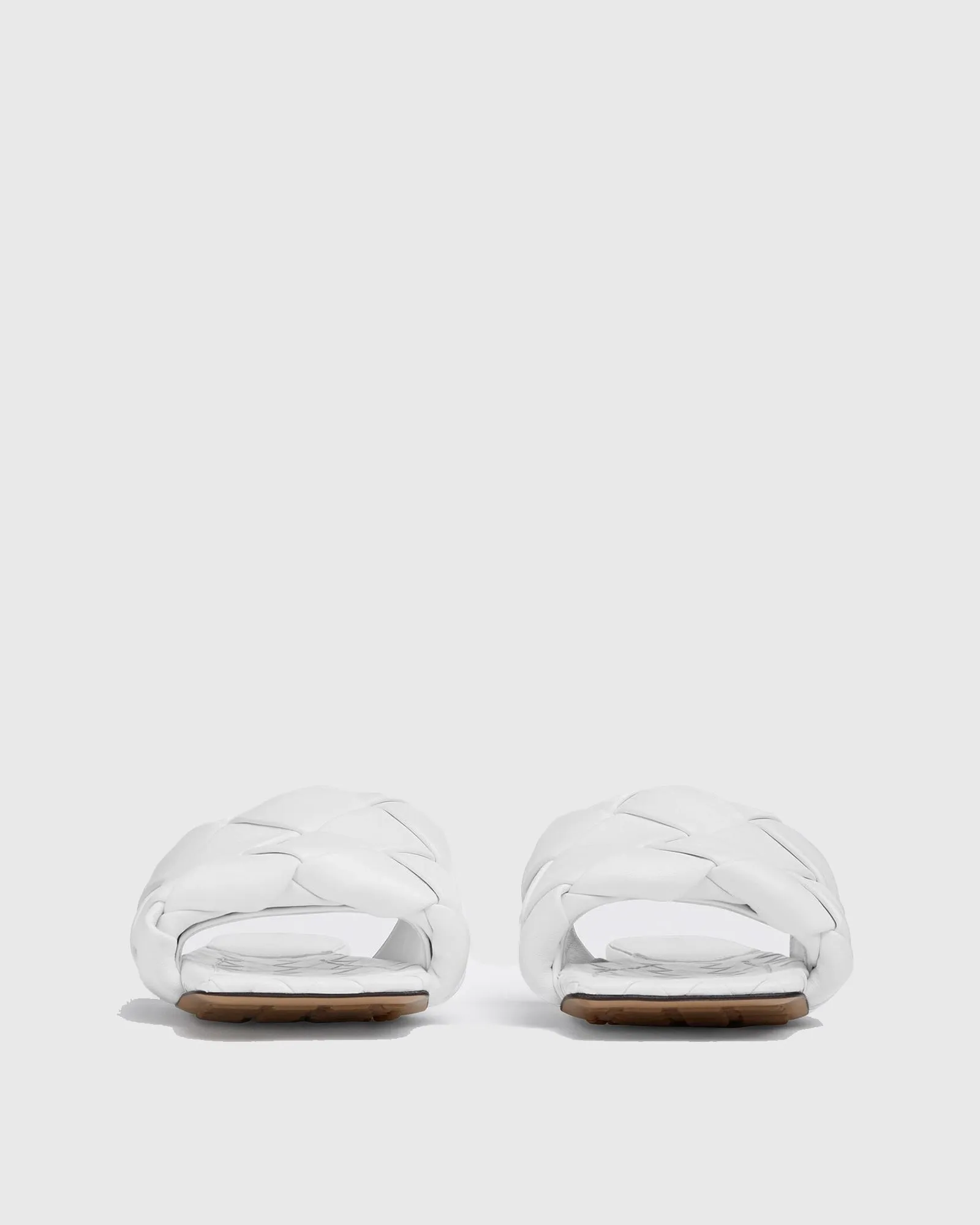 Anna Woven Leather Slippers In White