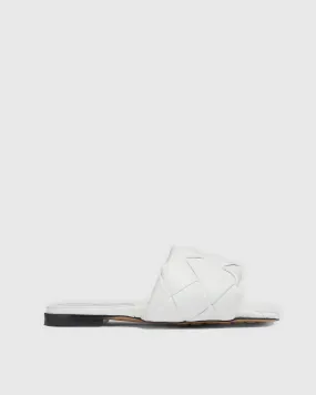 Anna Woven Leather Slippers In White