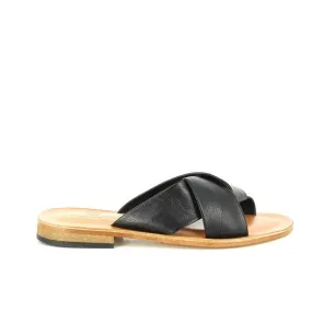 Antichi Romani 905 Nero Black Cross-Strap Slides