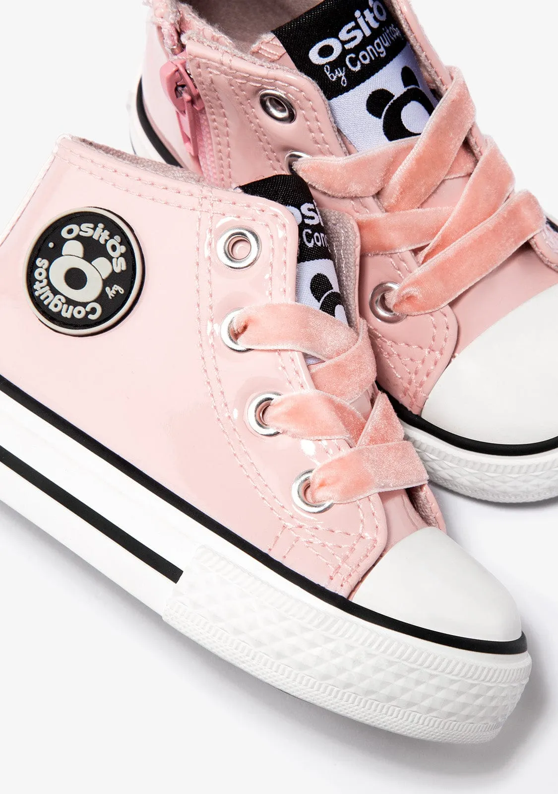 Baby's Pink Patent Leather Hi-Top Sneakers