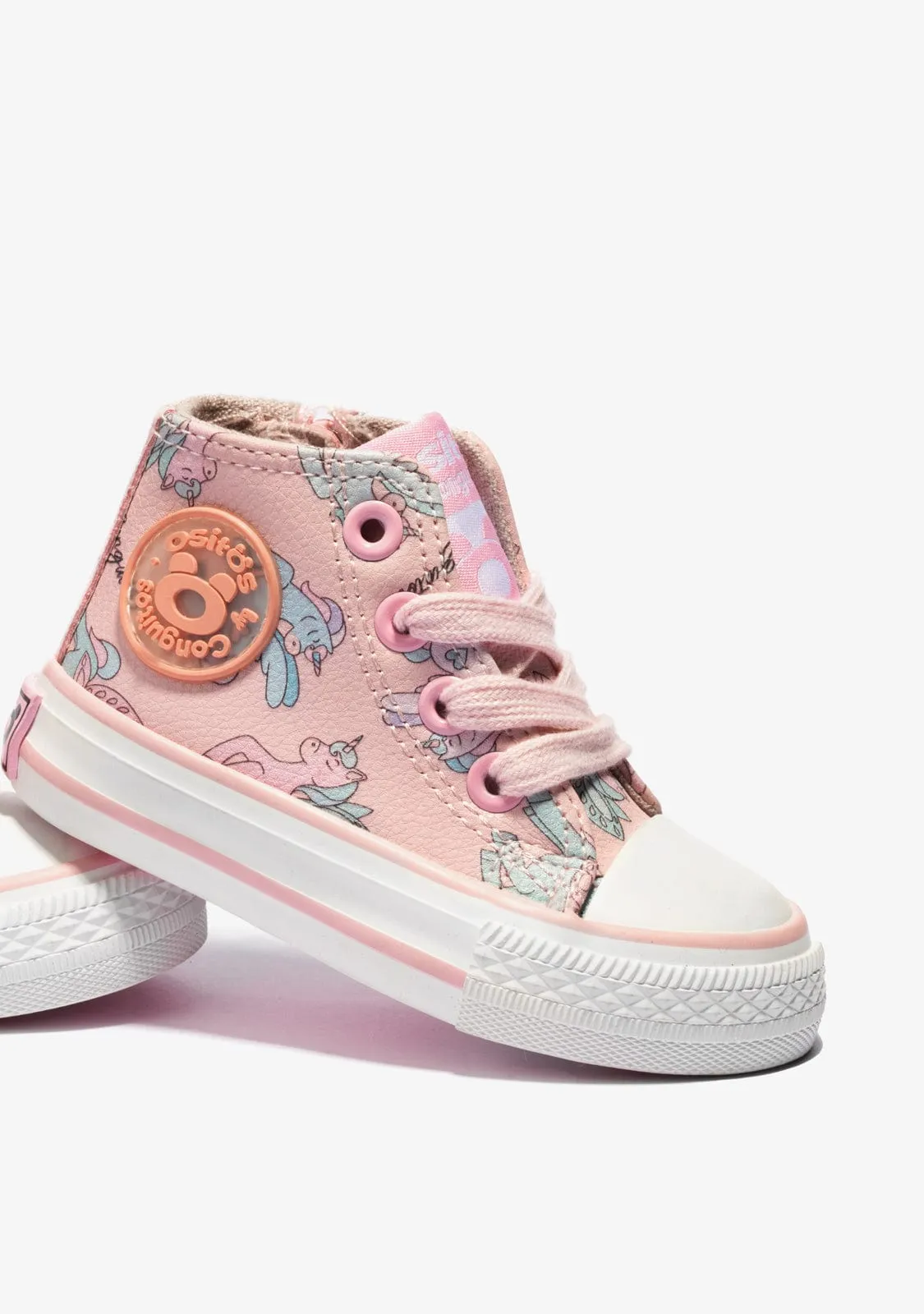 Baby's Pink Unicorn Hi-Top Sneakers Napa