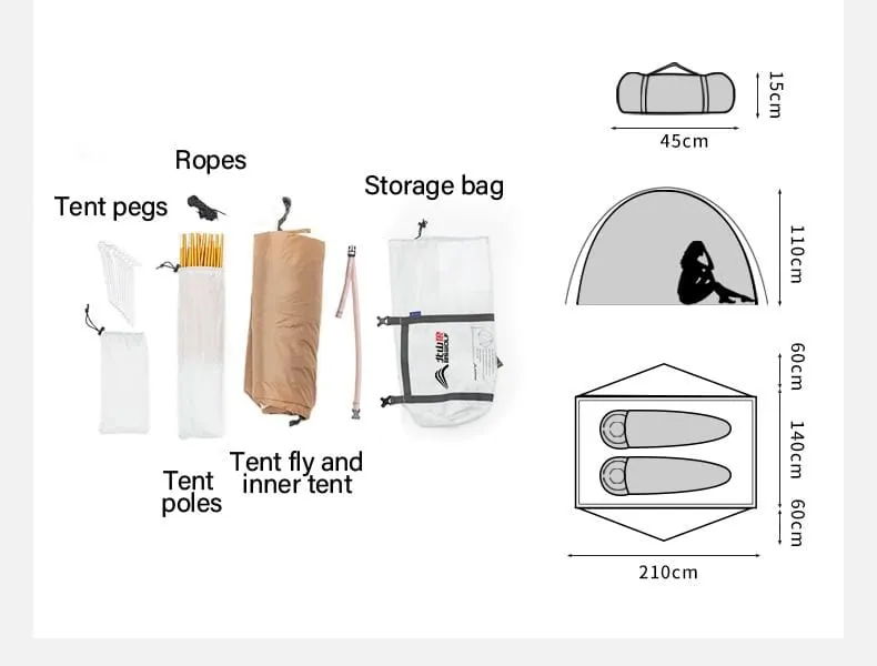 Bicycle Bike Packing Tent Biswolf 1-2 Person Lightweight Waterproof