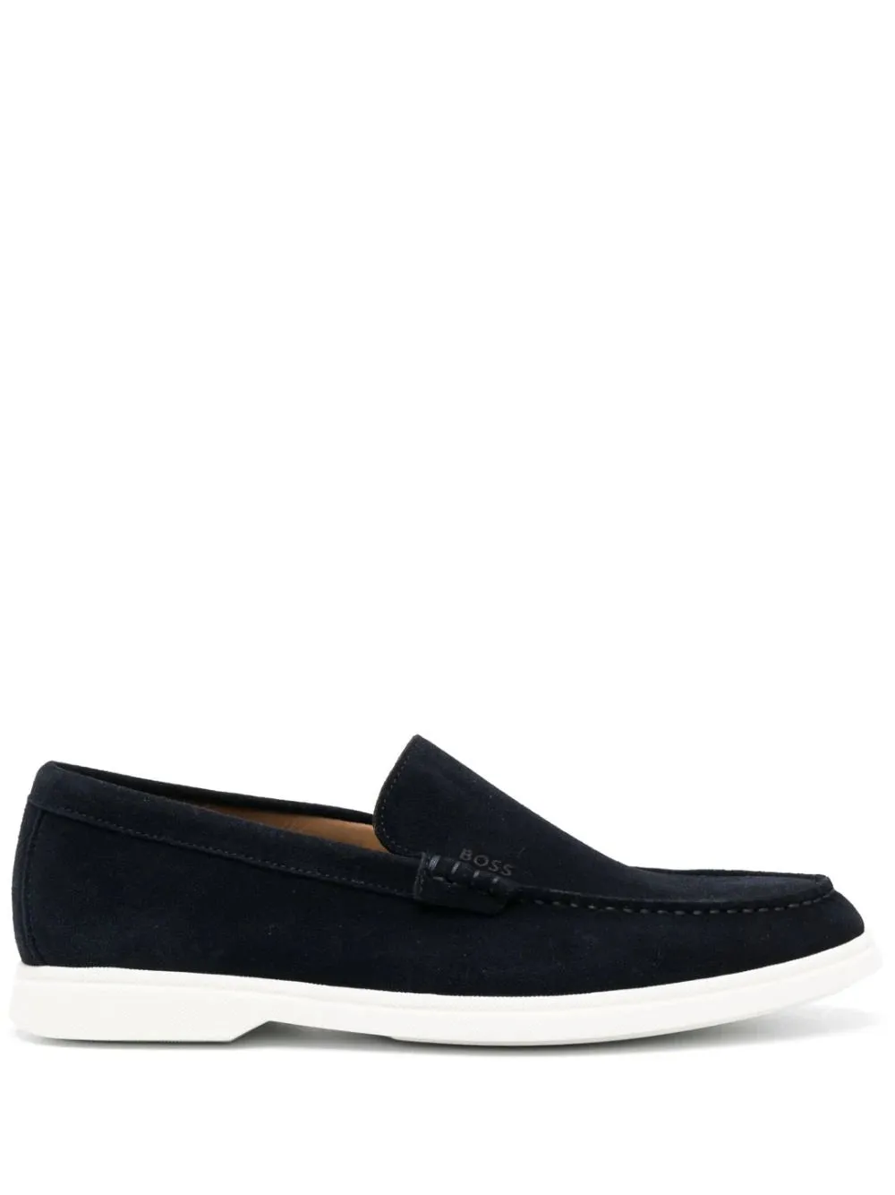 BOSS Sienne Loafers Slip-on Suede Boat Shoes Dark Blue