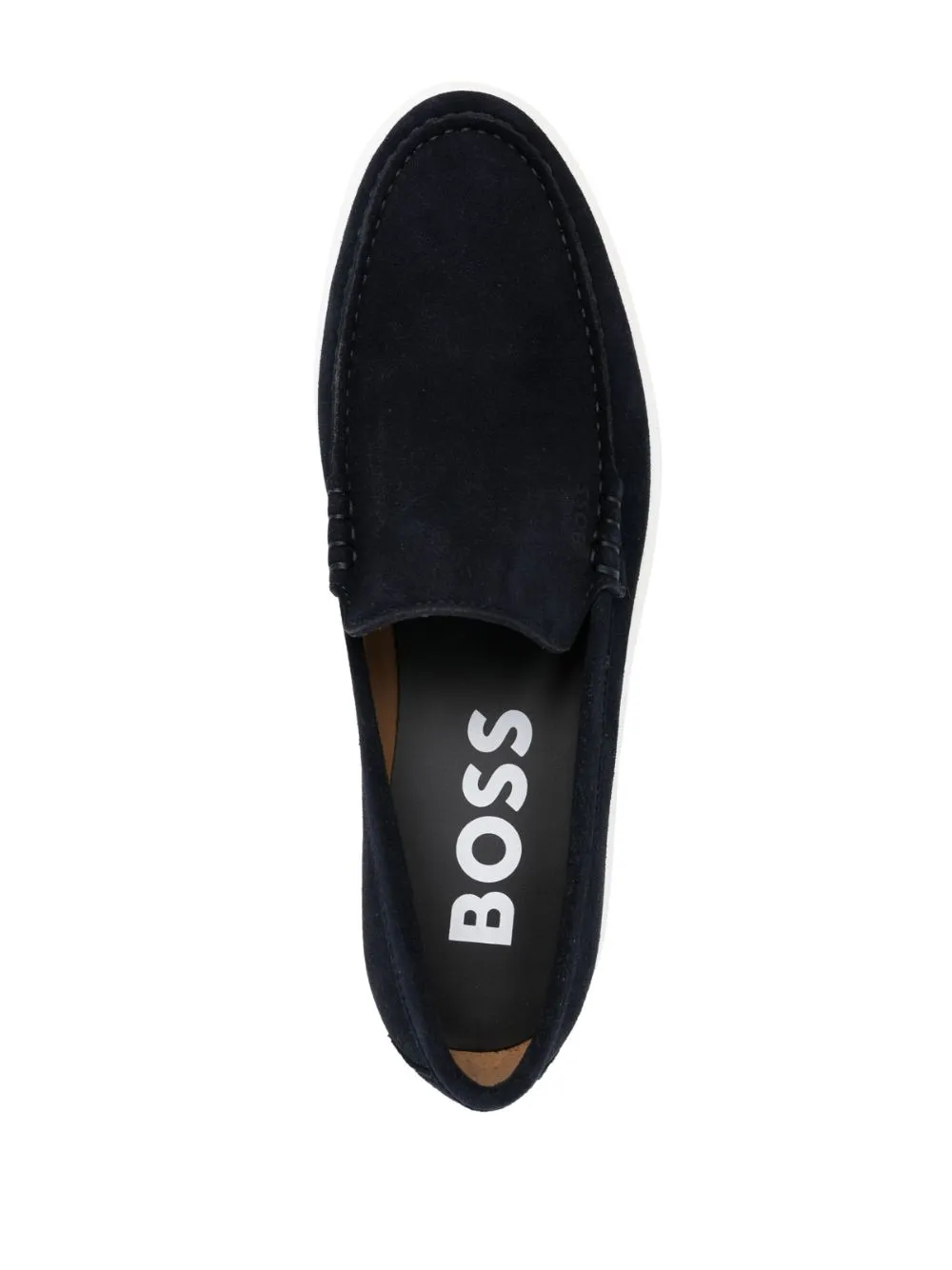 BOSS Sienne Loafers Slip-on Suede Boat Shoes Dark Blue