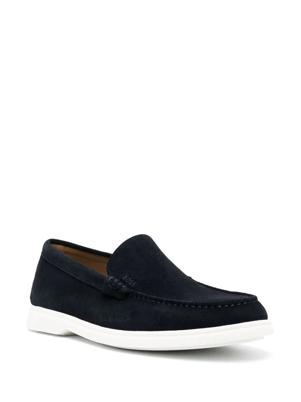 BOSS Sienne Loafers Slip-on Suede Boat Shoes Dark Blue