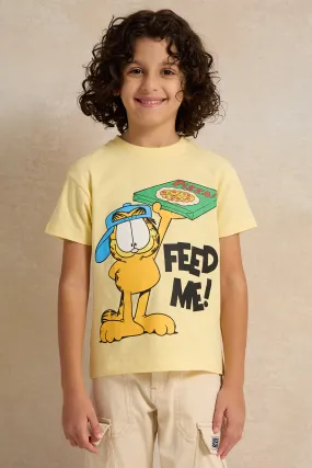 Boys Yellow Garfield Printed T-Shirt