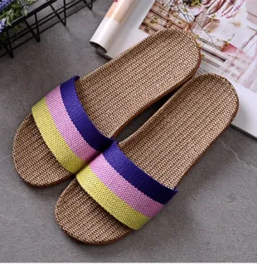 Casual Summer Style Linen Comfortable Slippers For Women