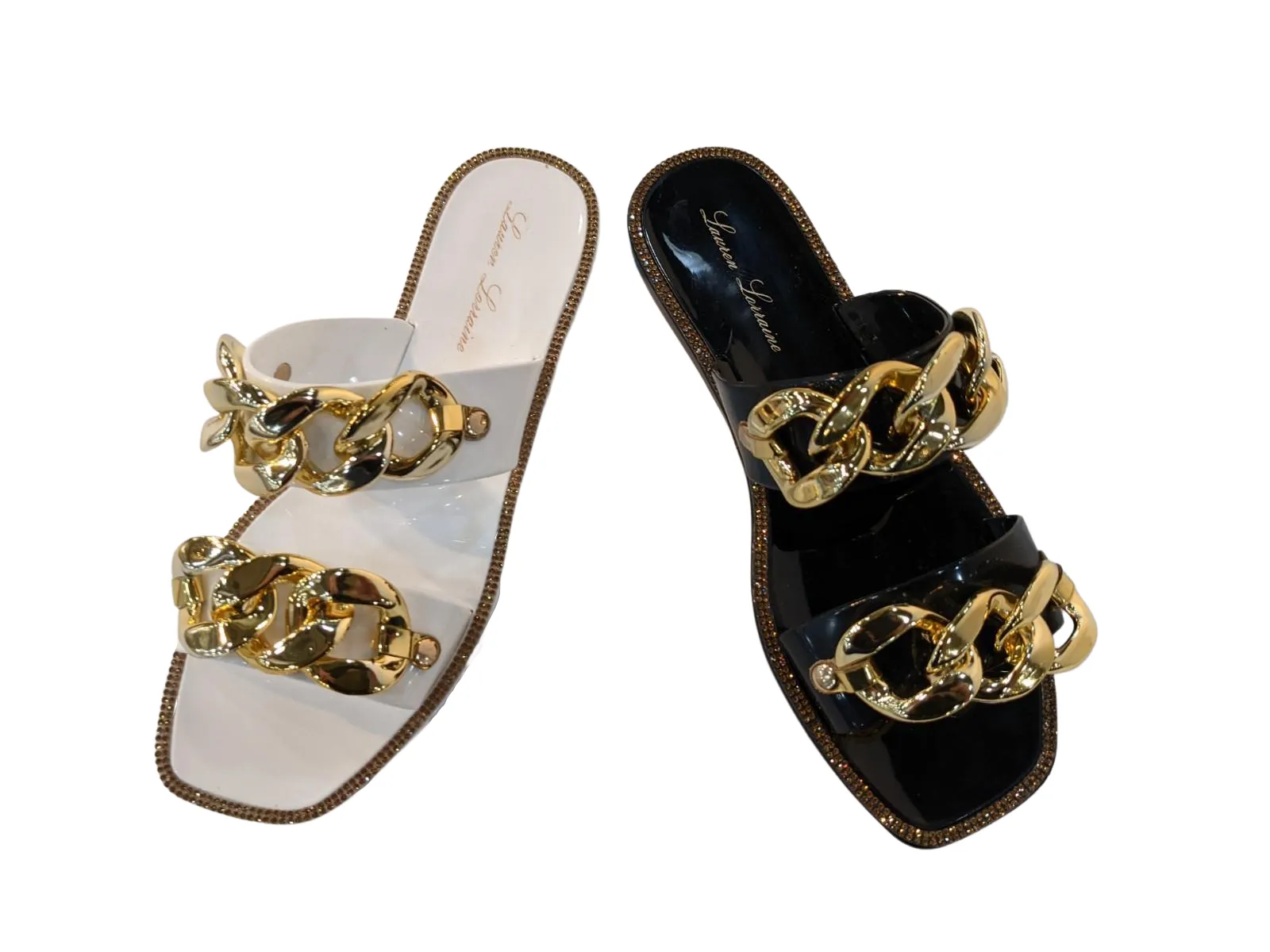 CHAN GOLD CHAIN LINK FLAT SANDAL