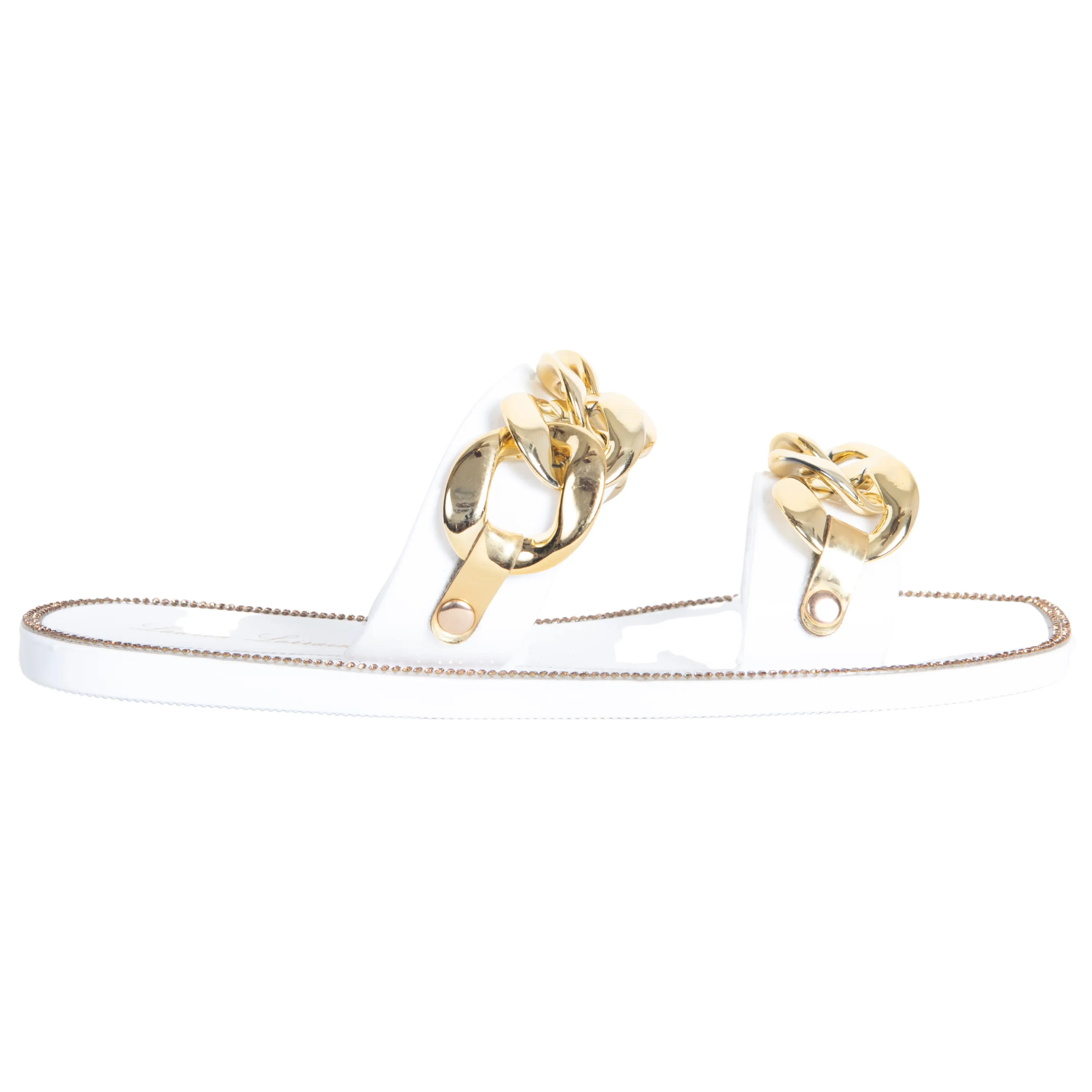 CHAN GOLD CHAIN LINK FLAT SANDAL