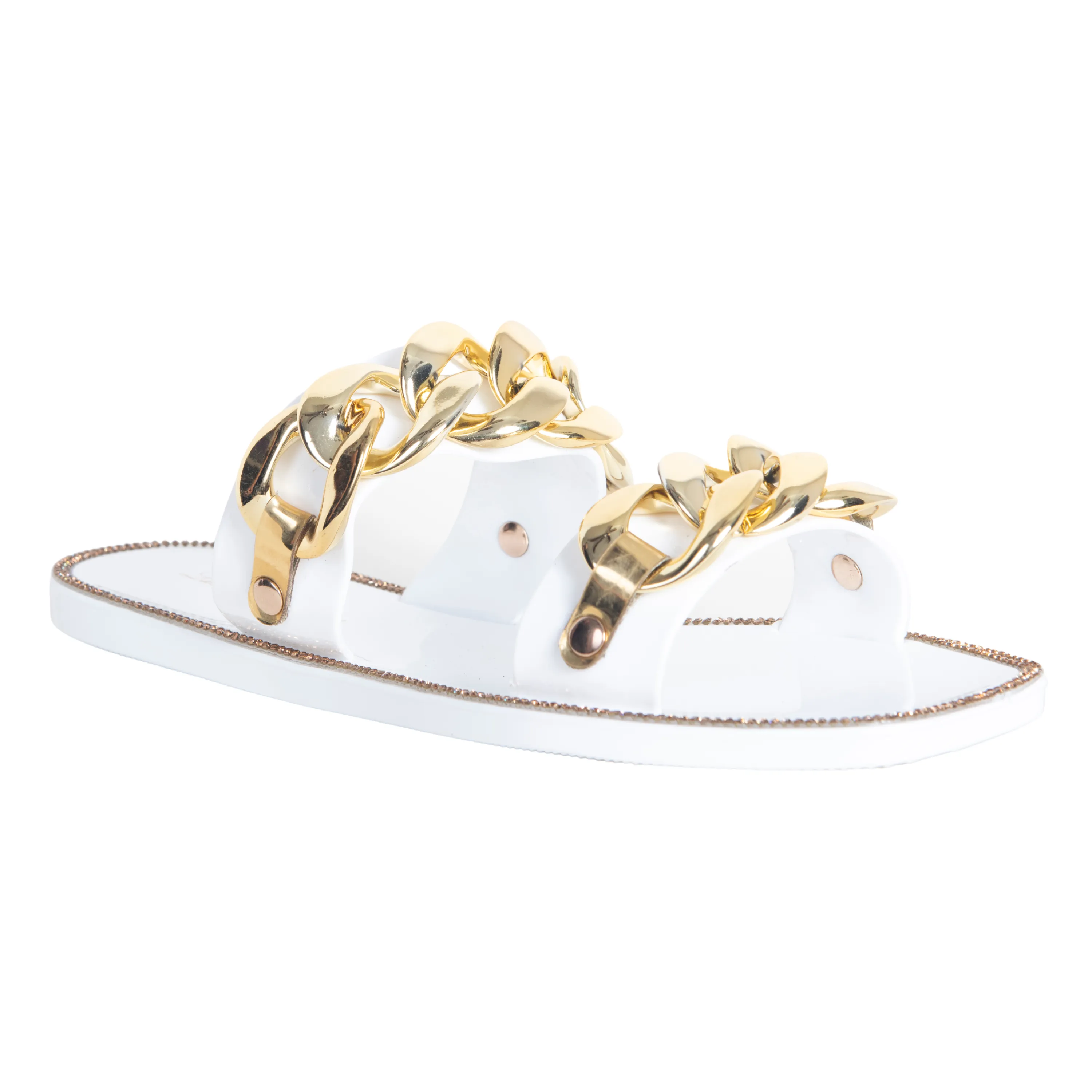 CHAN GOLD CHAIN LINK FLAT SANDAL