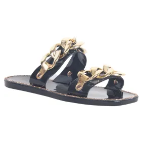 CHAN GOLD CHAIN LINK FLAT SANDAL