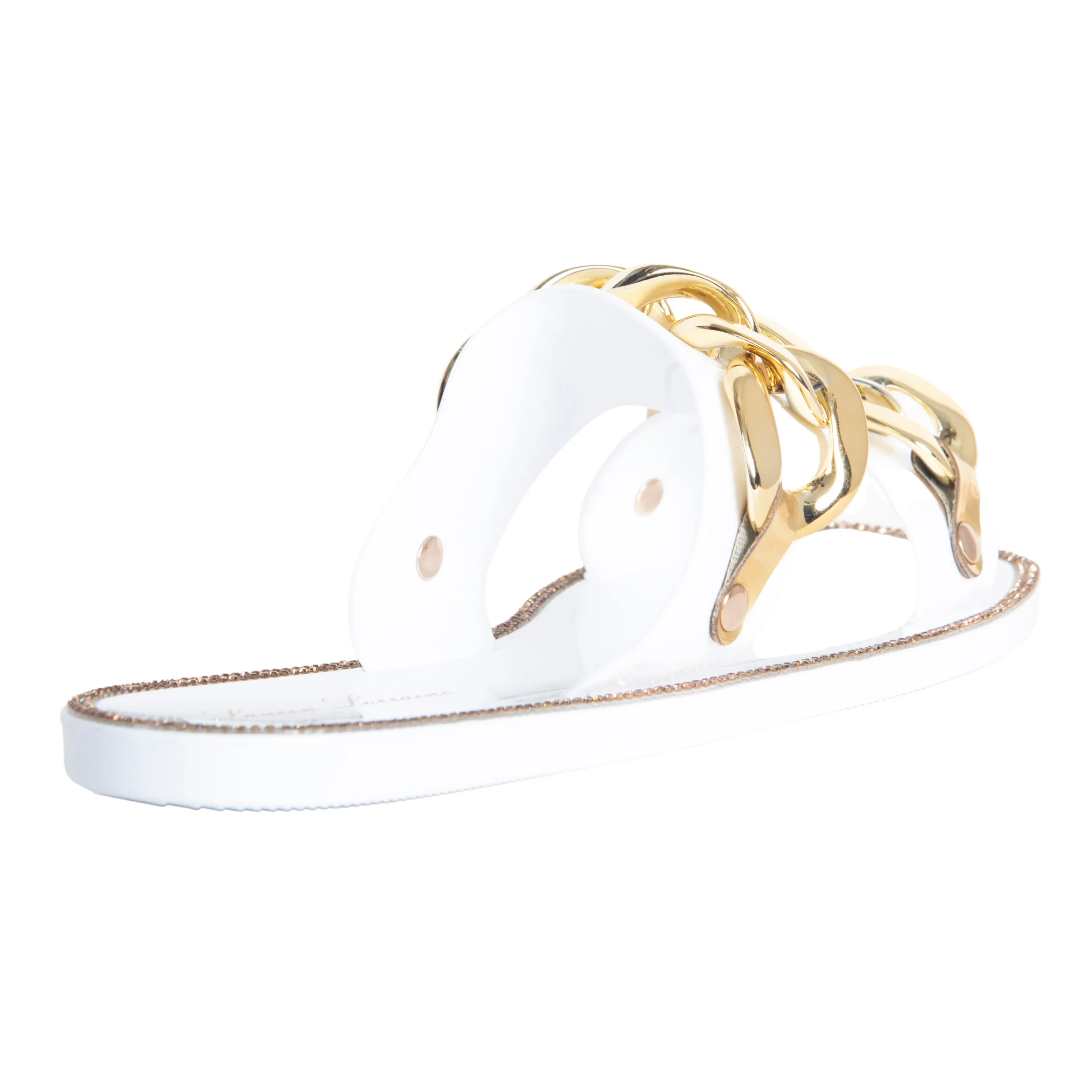 CHAN GOLD CHAIN LINK FLAT SANDAL