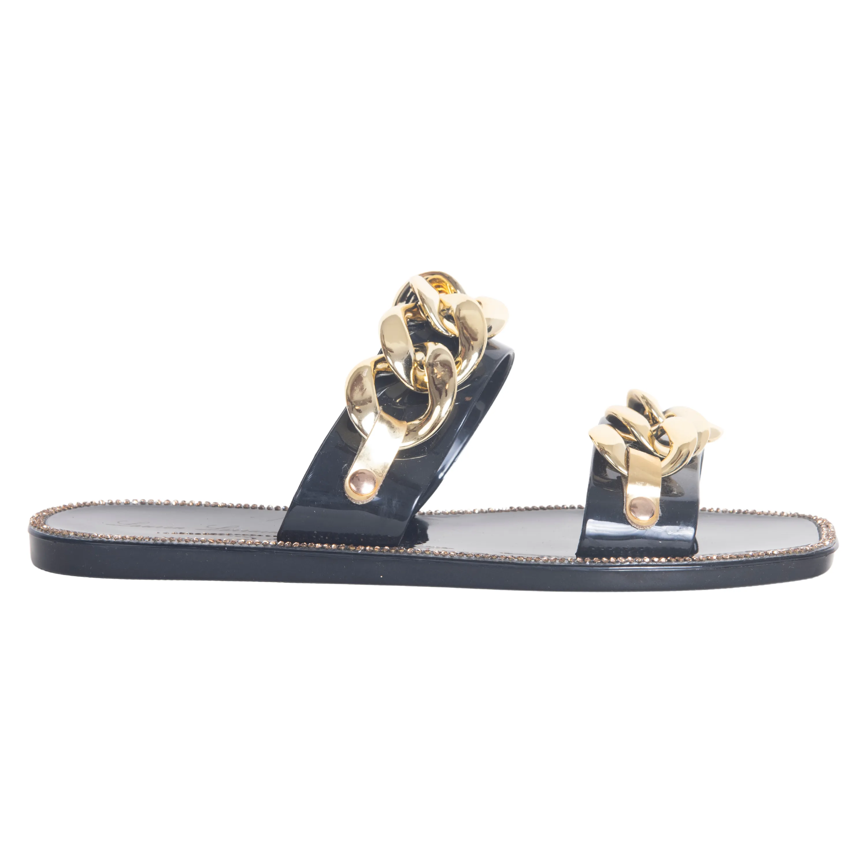 CHAN GOLD CHAIN LINK FLAT SANDAL