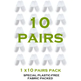 Chochili 10 Pairs Fabric Packed Non-Woven Disposable Hotel Slippers for Airbnb Spa Wedding Guests Adult Men Women Size 10-11, White