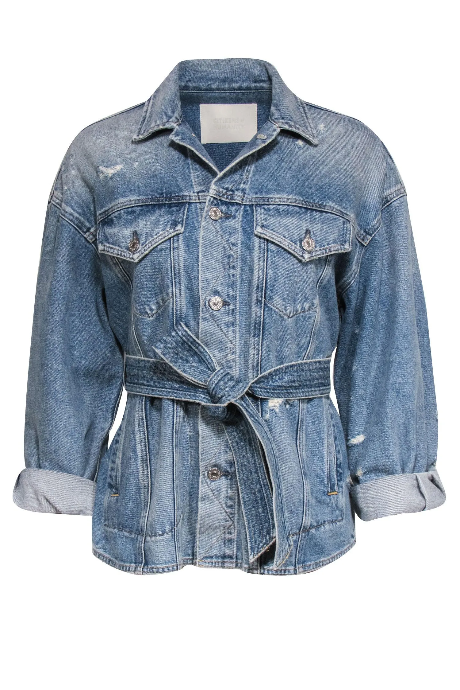 Citizens of Humanity - Denim Blue Oversized Jacket w/ Tie Sz XS