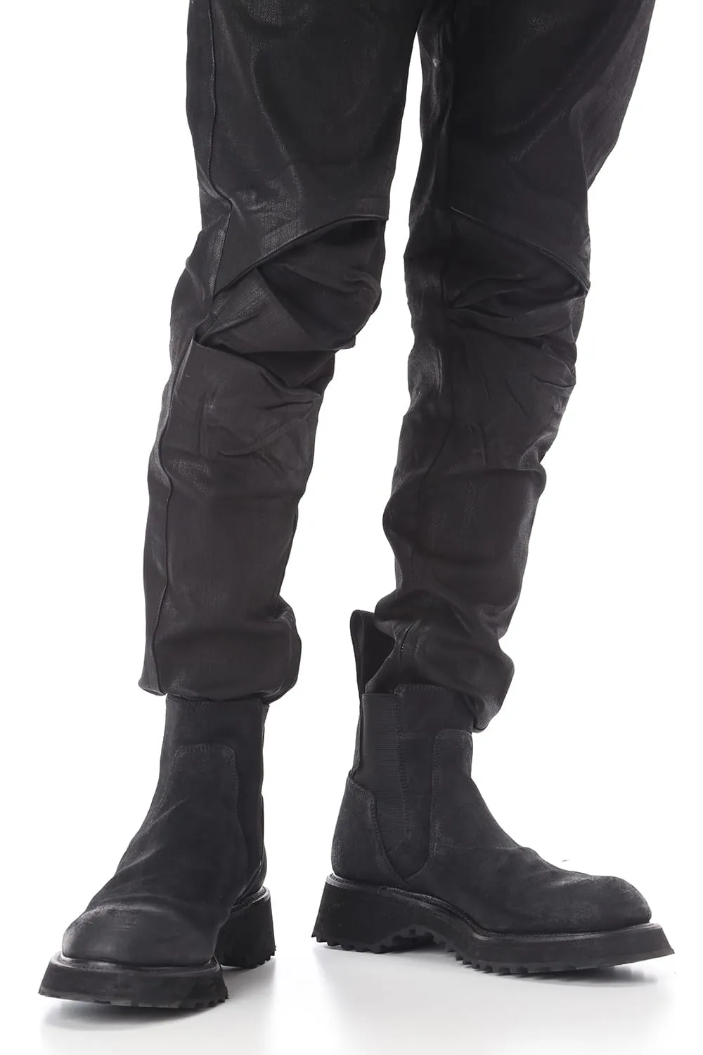 COATED SUEDE CHELSEA BOOTS BLACK