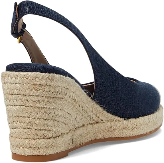 Cole Haan Cloudfeel Espadrille Sling Navy Blazer Linen Wedge Heeled Sandals