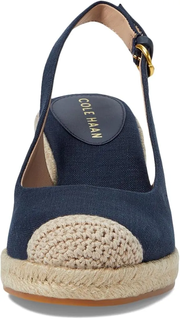 Cole Haan Cloudfeel Espadrille Sling Navy Blazer Linen Wedge Heeled Sandals