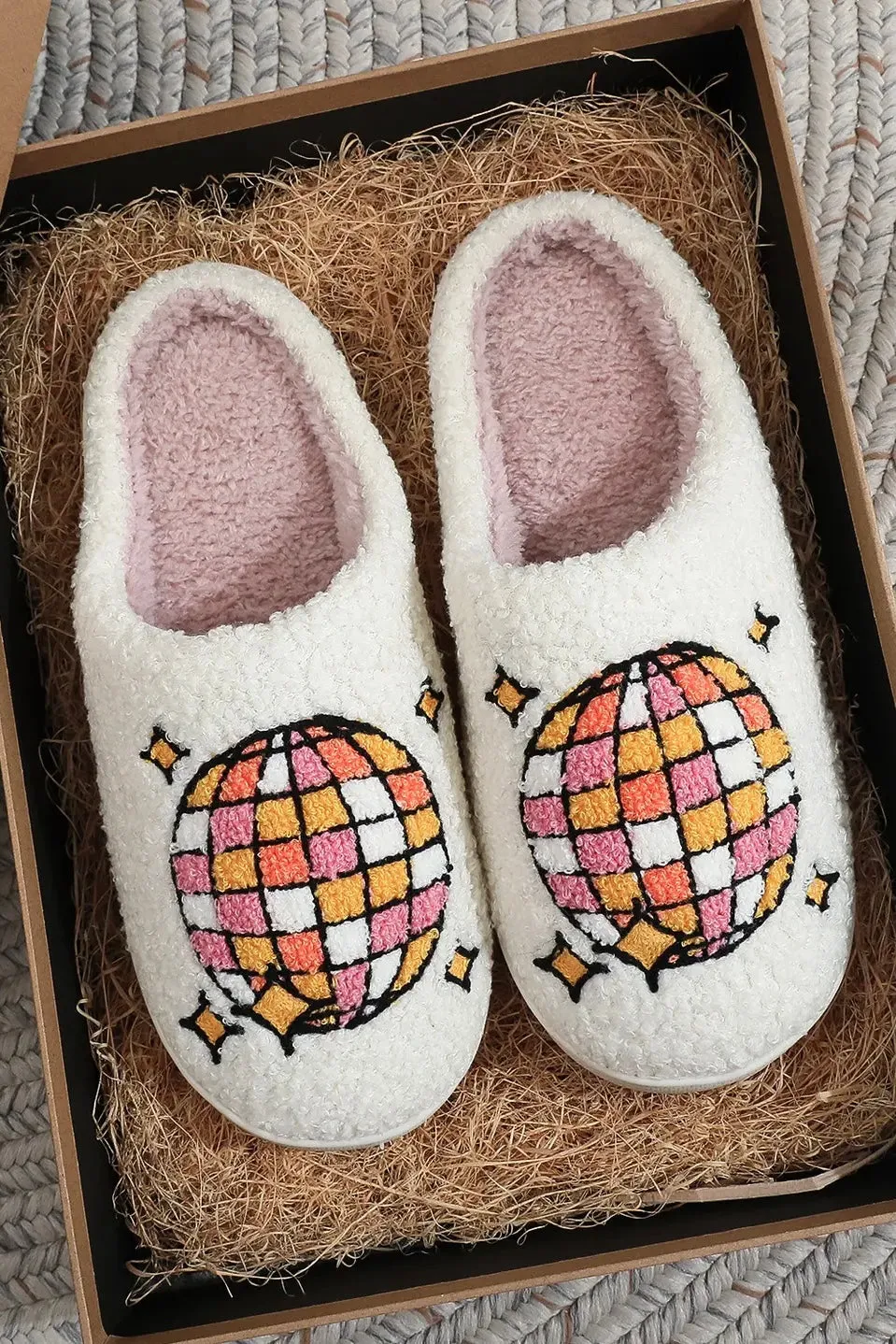 Disco Ball Plush Slippers