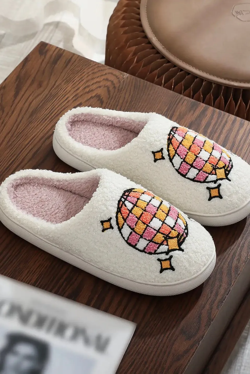Disco Ball Plush Slippers