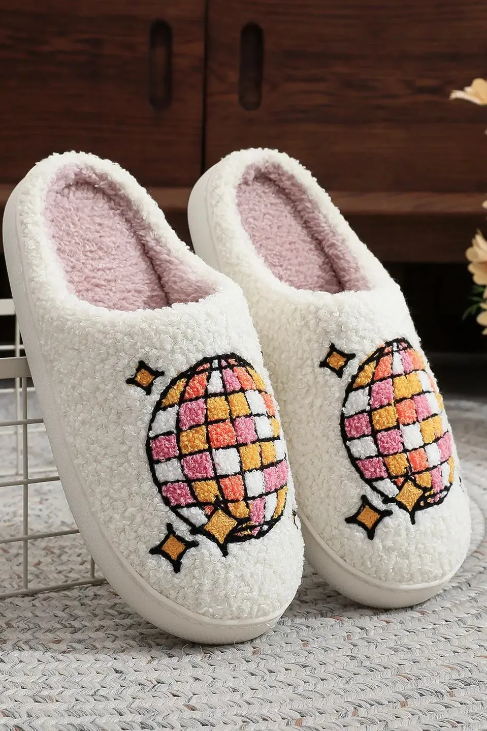 Disco Ball Plush Slippers