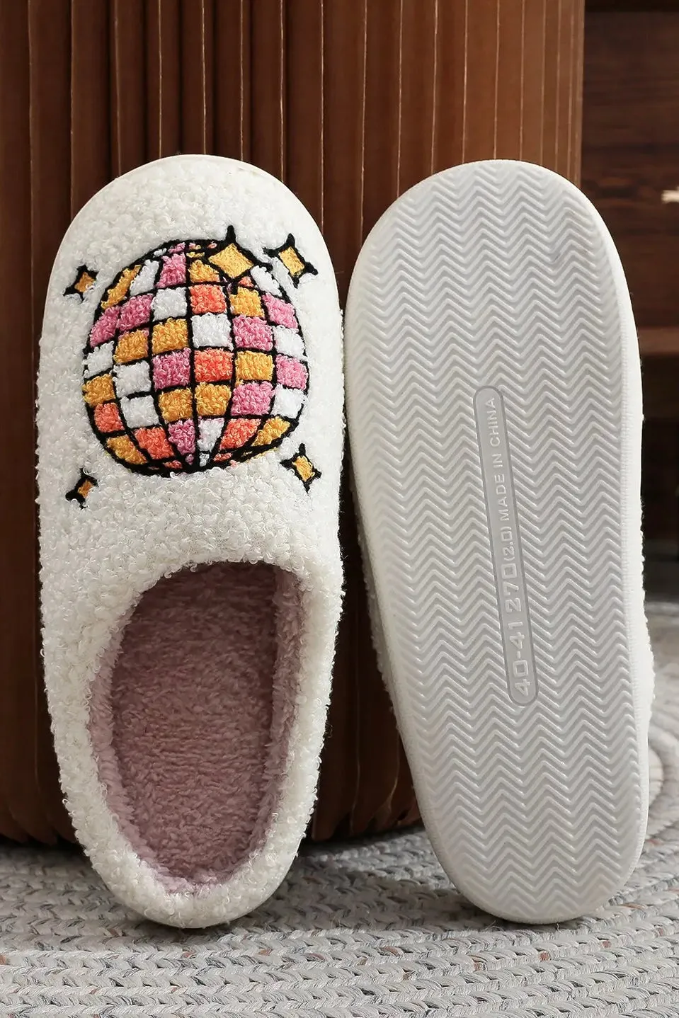 Disco Ball Plush Slippers