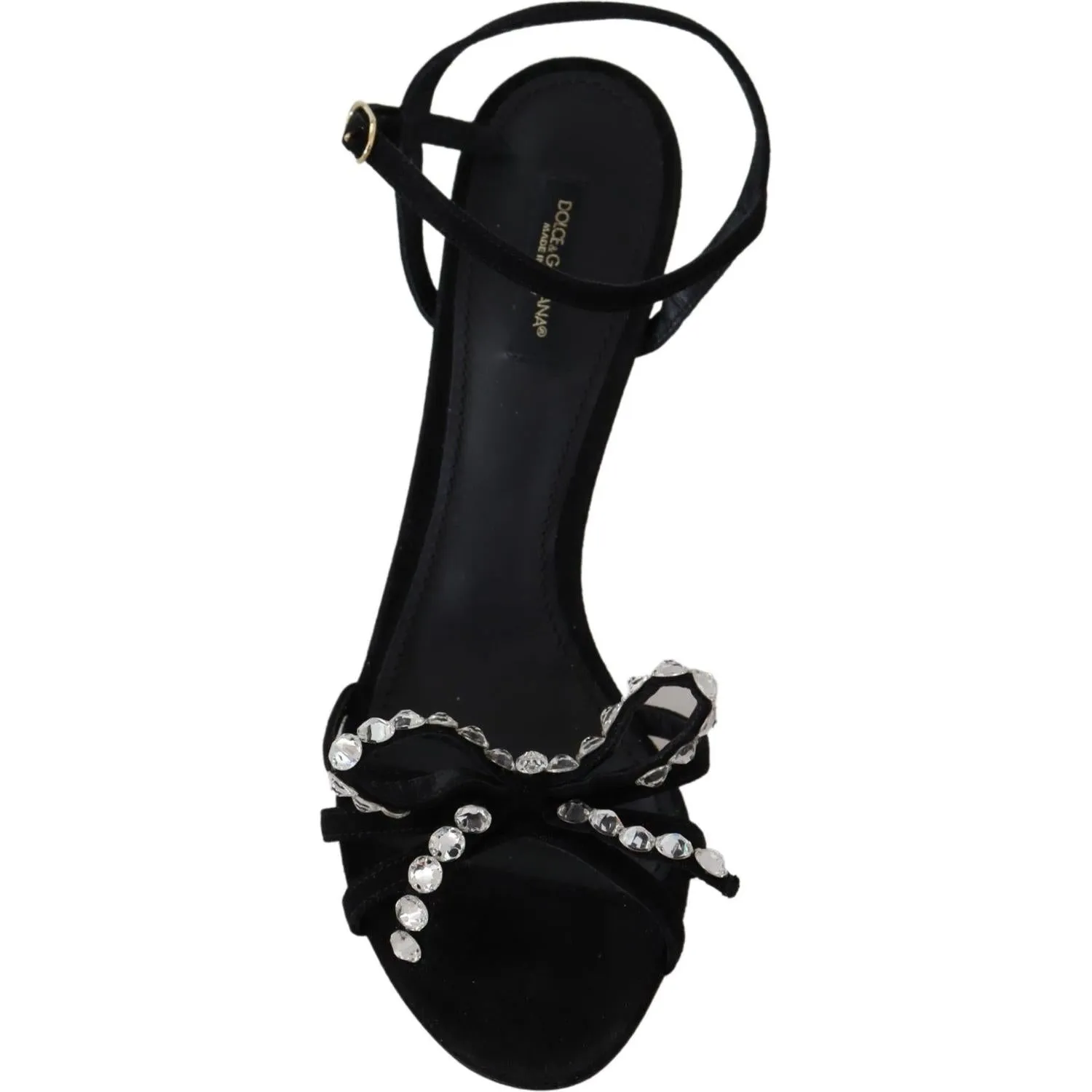 Dolce & Gabbana Elegant Suede High Sandals with Crystal Bows