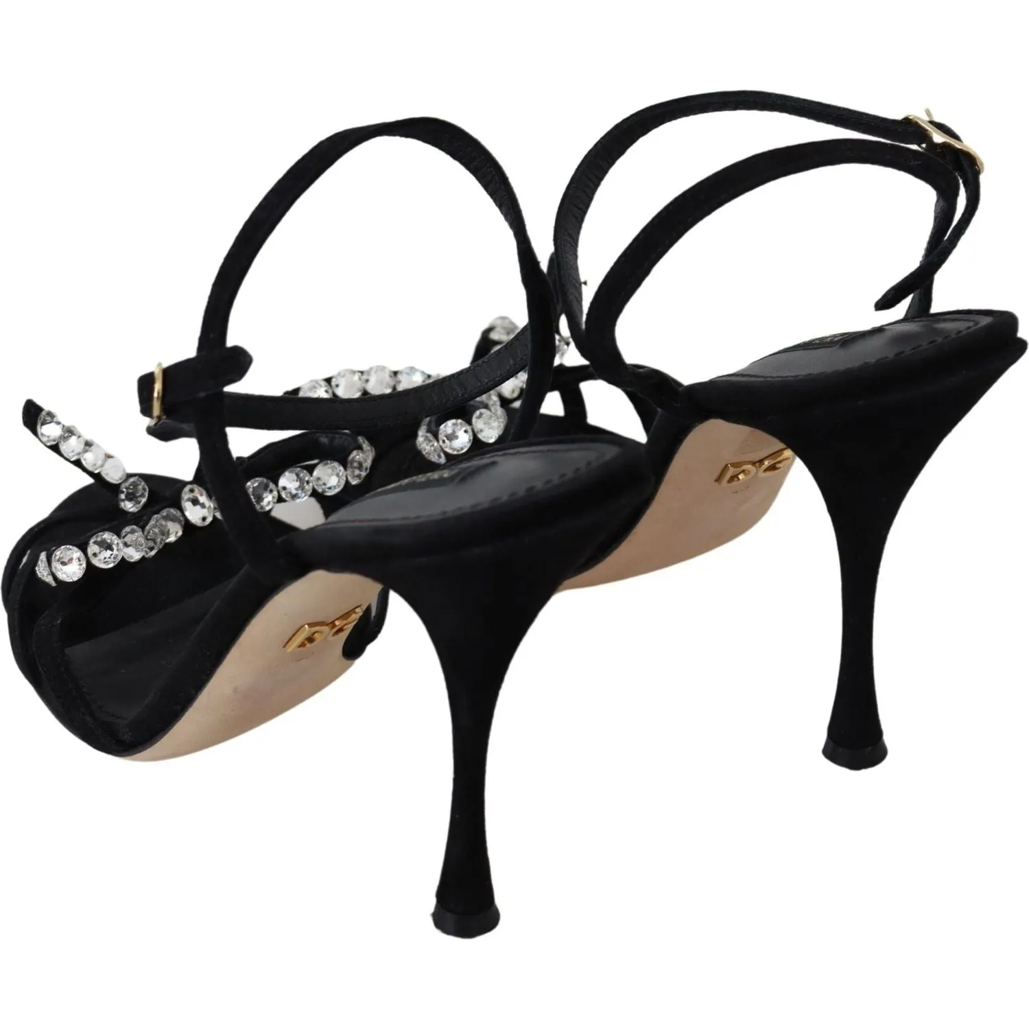 Dolce & Gabbana Elegant Suede High Sandals with Crystal Bows