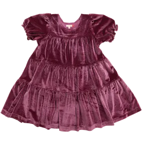 Girls Velour Elizabeth Dress - Sugarplum