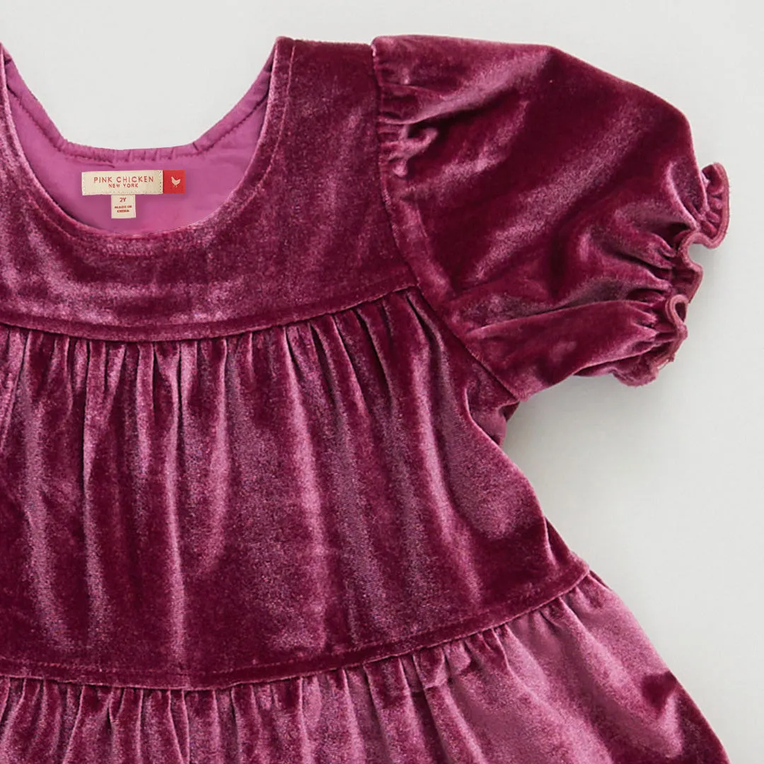 Girls Velour Elizabeth Dress - Sugarplum