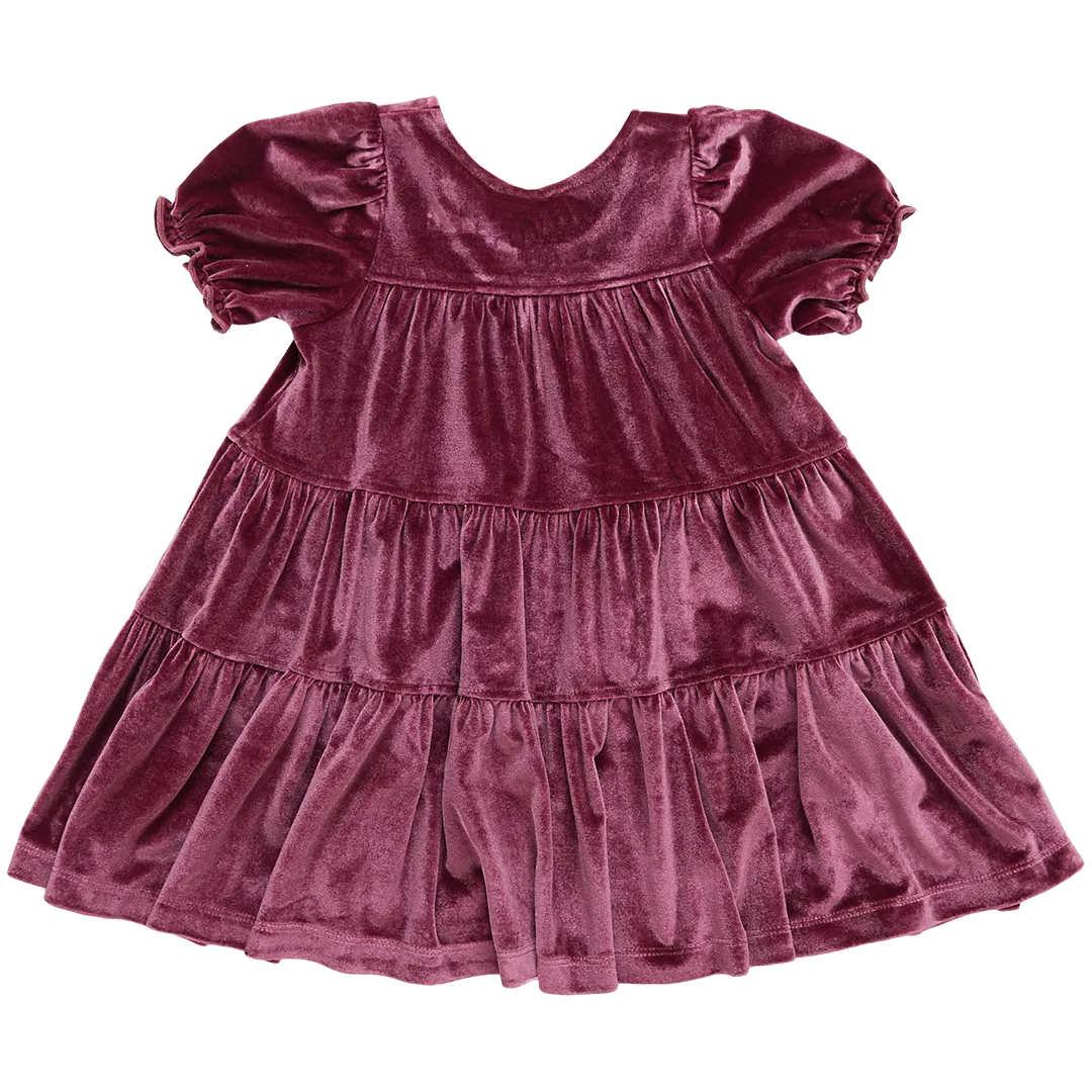 Girls Velour Elizabeth Dress - Sugarplum