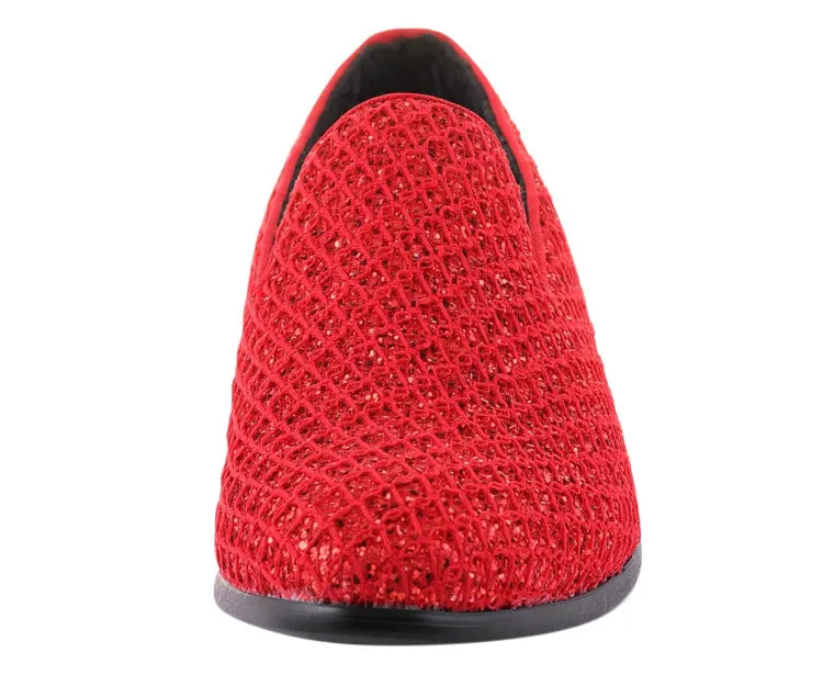 Glittering Tuxedo Slippers Women’s Lattice Glitter Upper