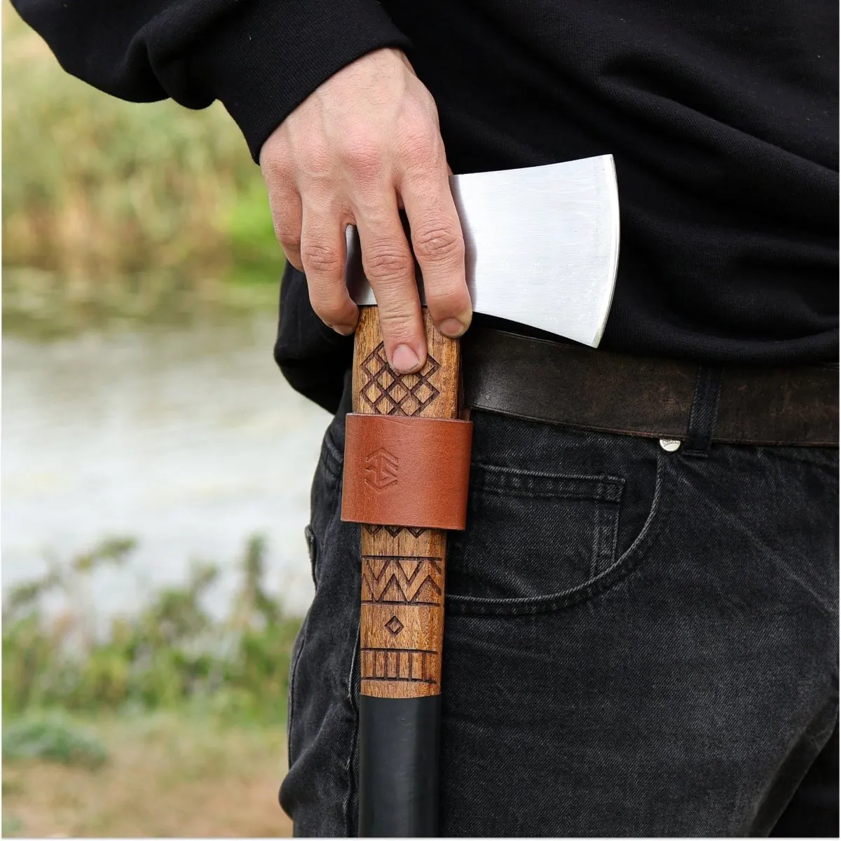 Handmade Genuine Leather Axe Holster with Belt Loop