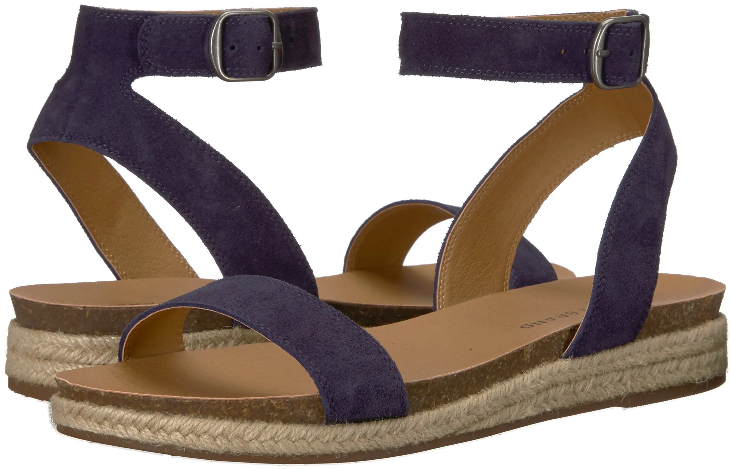 Lucky Brand Garston Flat Moroccan Blue Suede Low Wedge Sandals