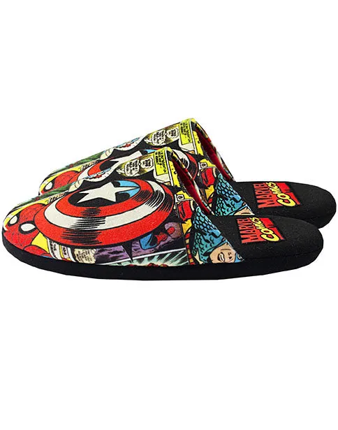 Marvel Avengers All Over Comic Print Multi-Coloured Men's Mule Slippers