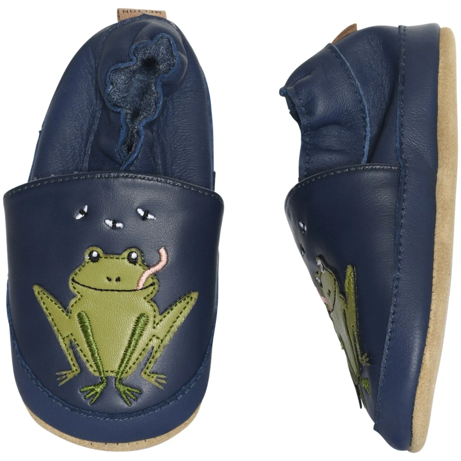 MELTON Navy Academy Frog leather slippers
