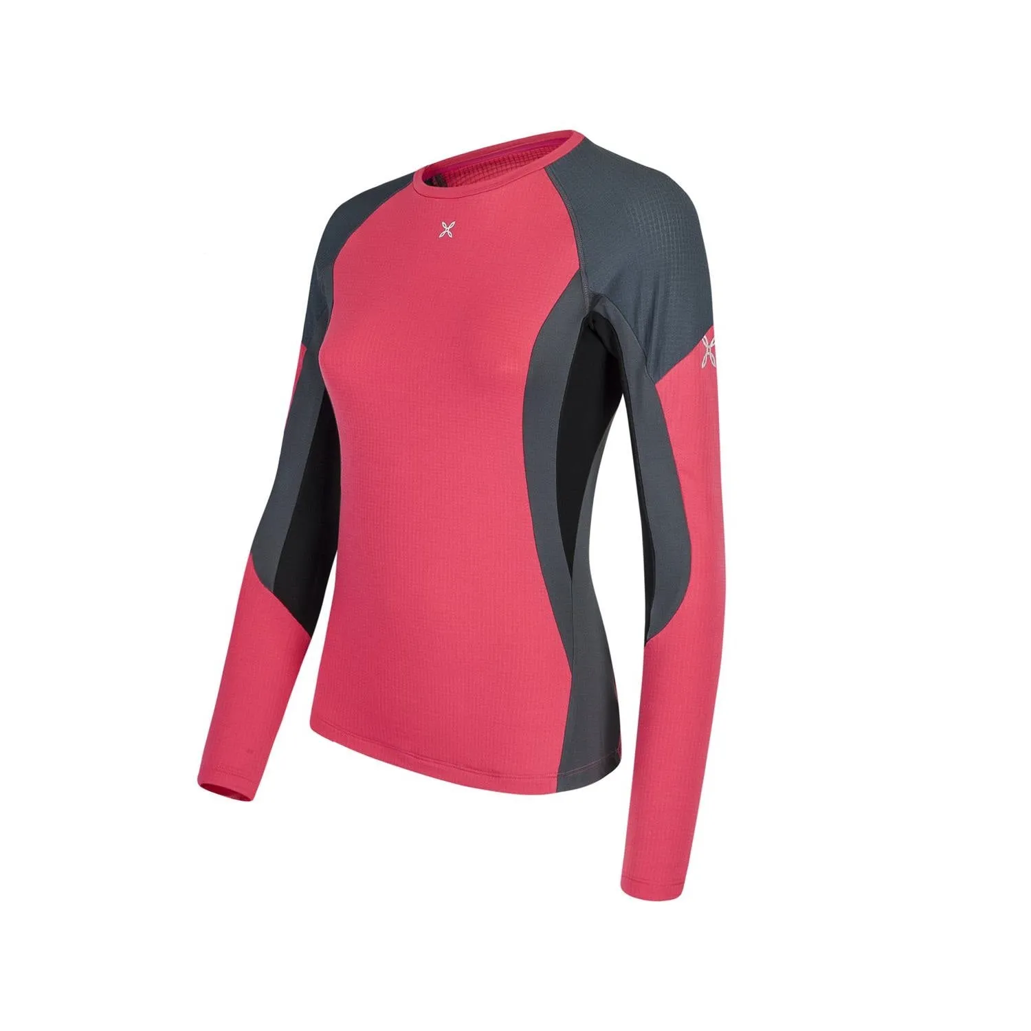 MONTURA RUN FLY W MAGLIA A MANICHE LUNGHE DONNA TECNICA E TRASPIRANTE - COLORE ROSA SUGAR/PIOMBO