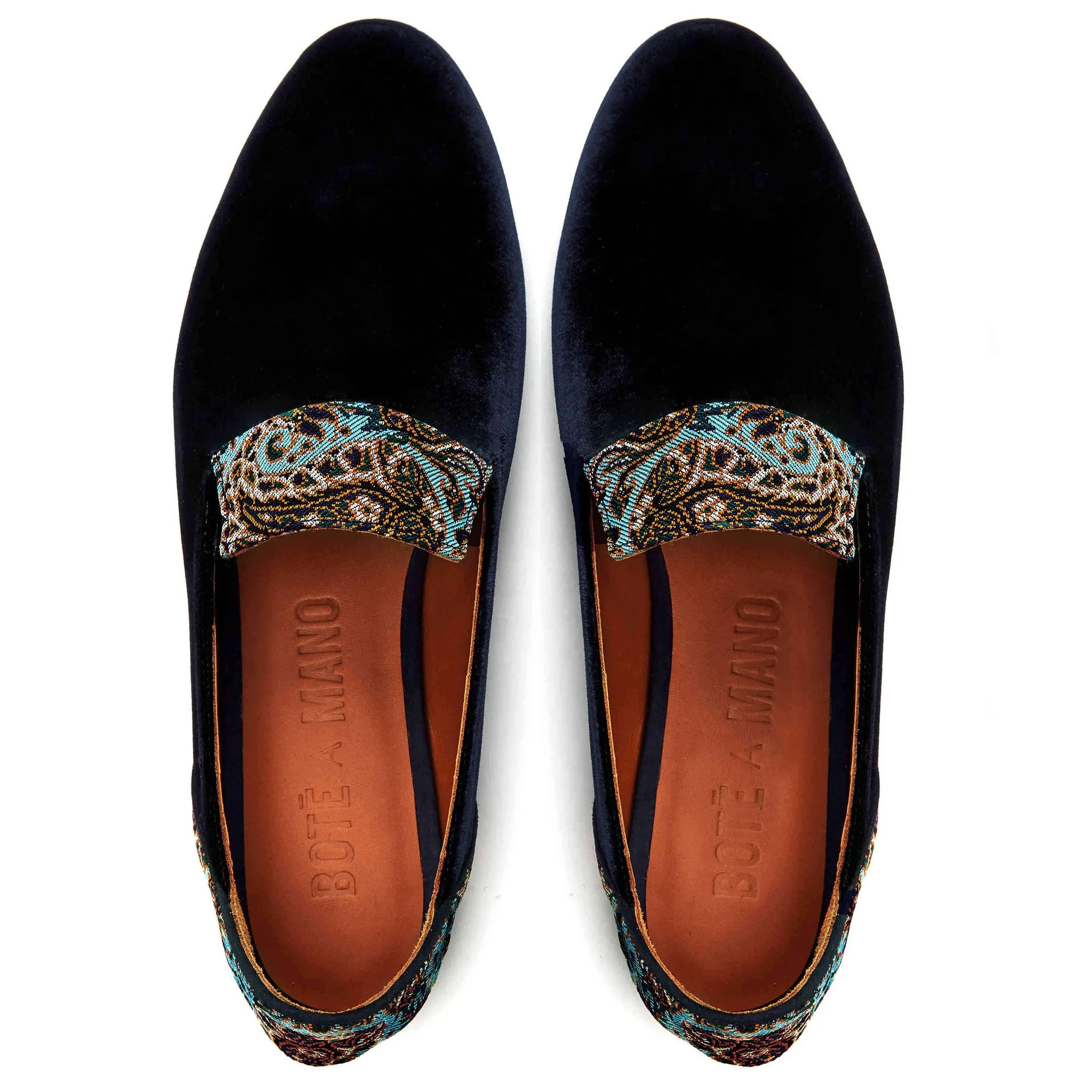 Persian Garden of Yazd Blue Velvet Loafers