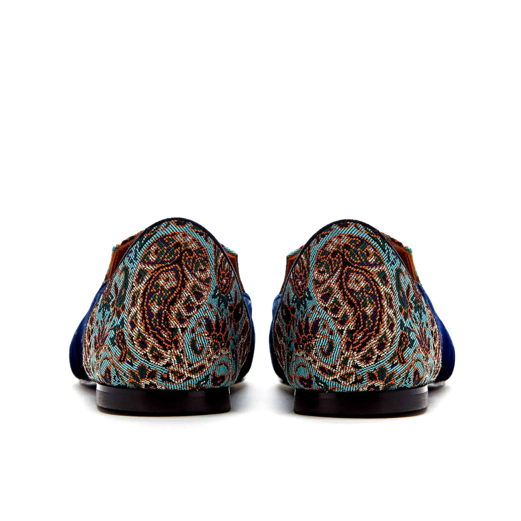 Persian Garden of Yazd Blue Velvet Loafers