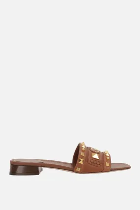 Plaster Cast Leather Slide Sandals