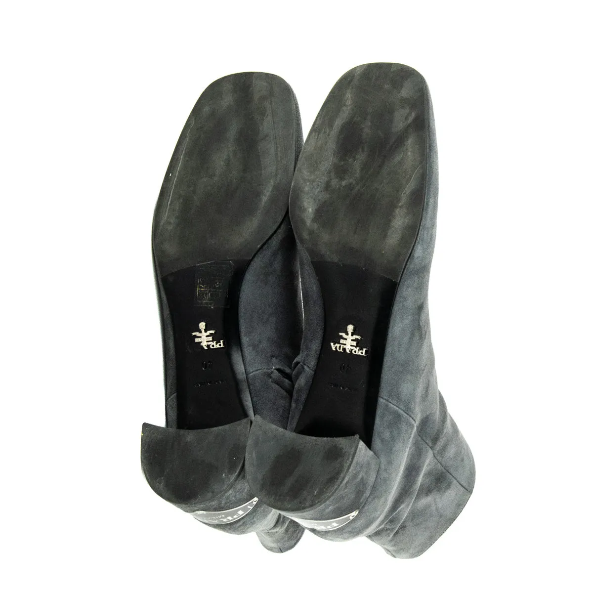 Prada Gray Suede Logo Ankle Boots Size US 10 | EU 40