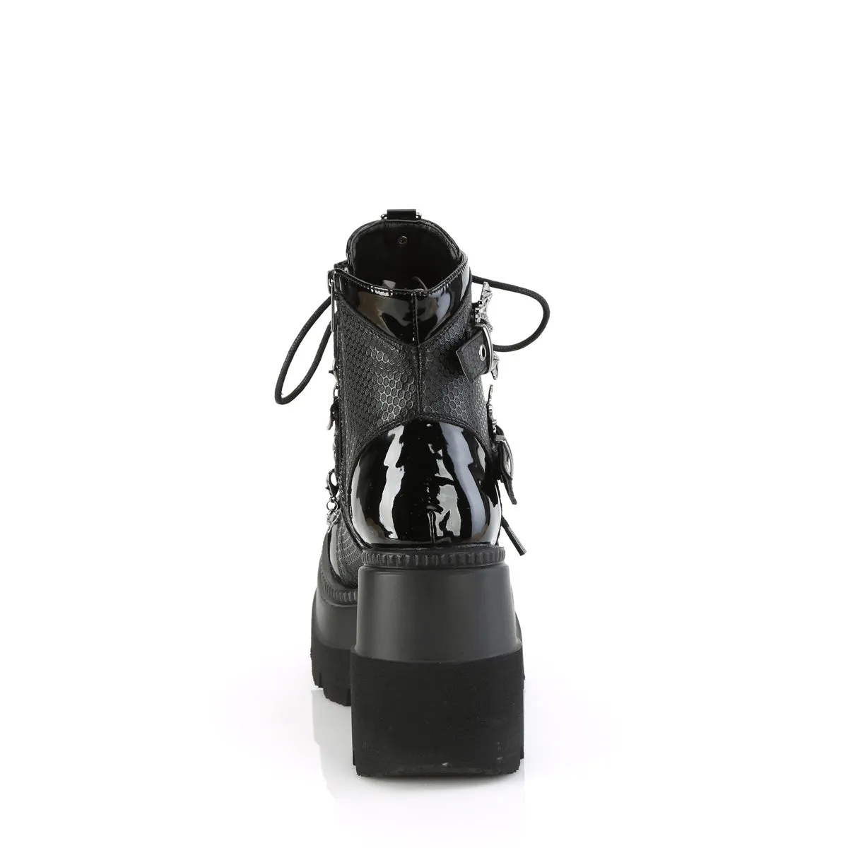 SHAKER-66 DemoniaCult Black Vegan Leather Sexy Women's Ankle Boots (Alternative Footwear)
