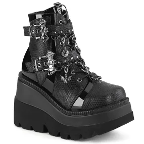 SHAKER-66 DemoniaCult Black Vegan Leather Sexy Women's Ankle Boots (Alternative Footwear)