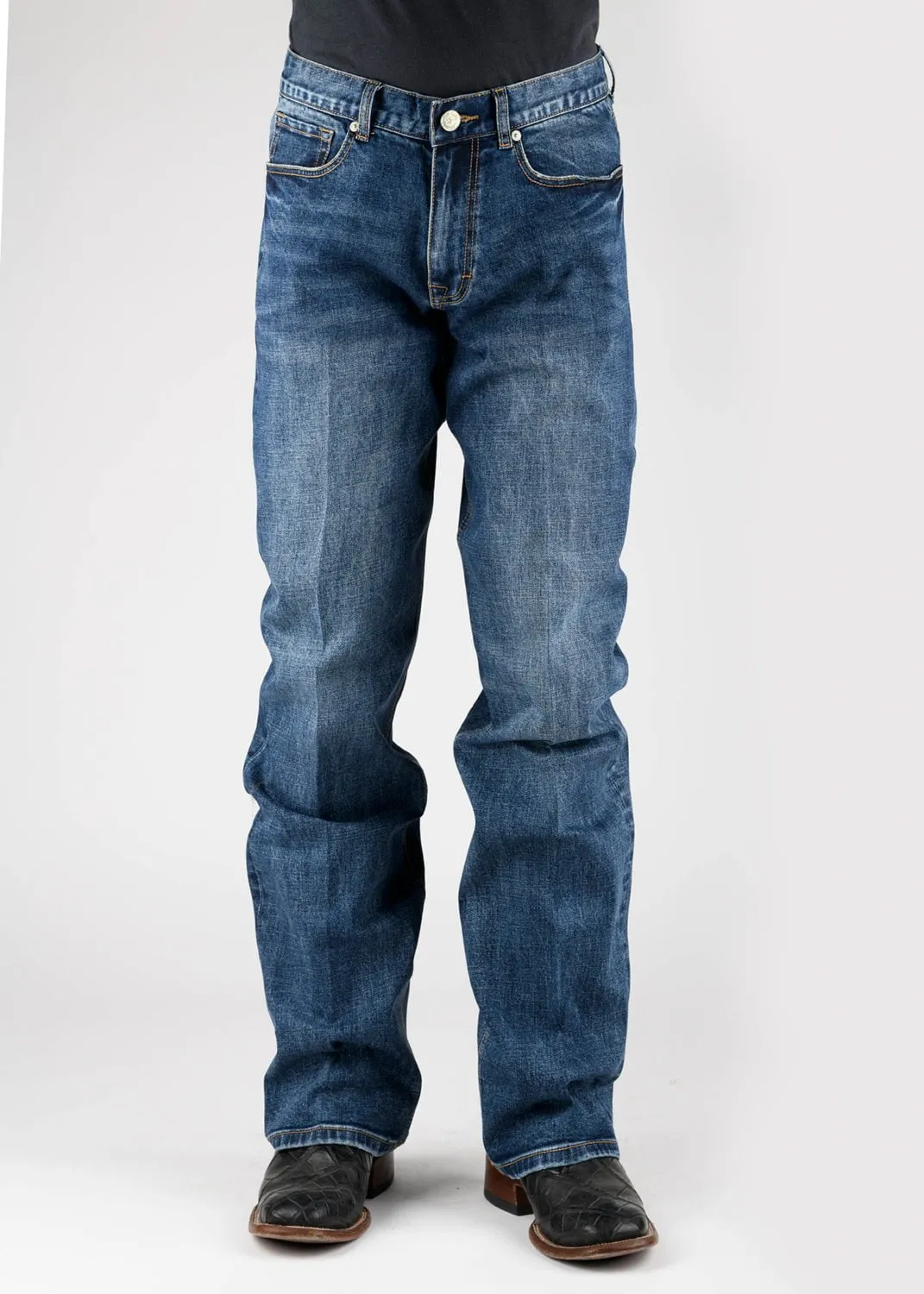 Tin Haul Mens Regular Joe Seam Back Blue Cotton Blend Jeans