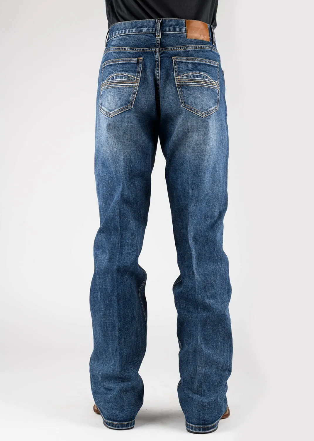 Tin Haul Mens Regular Joe Seam Back Blue Cotton Blend Jeans