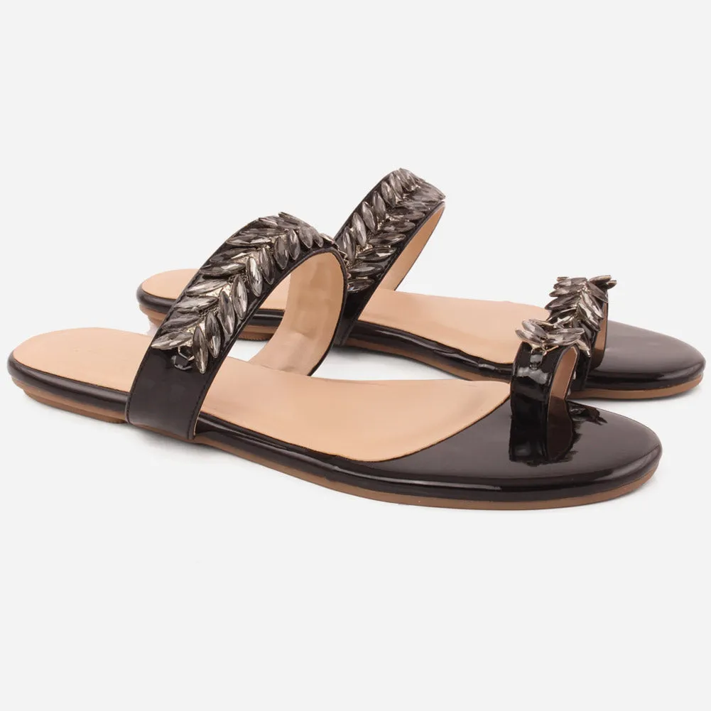 Women "Kemma"Glamorous Metallic Gemstone  Slippers