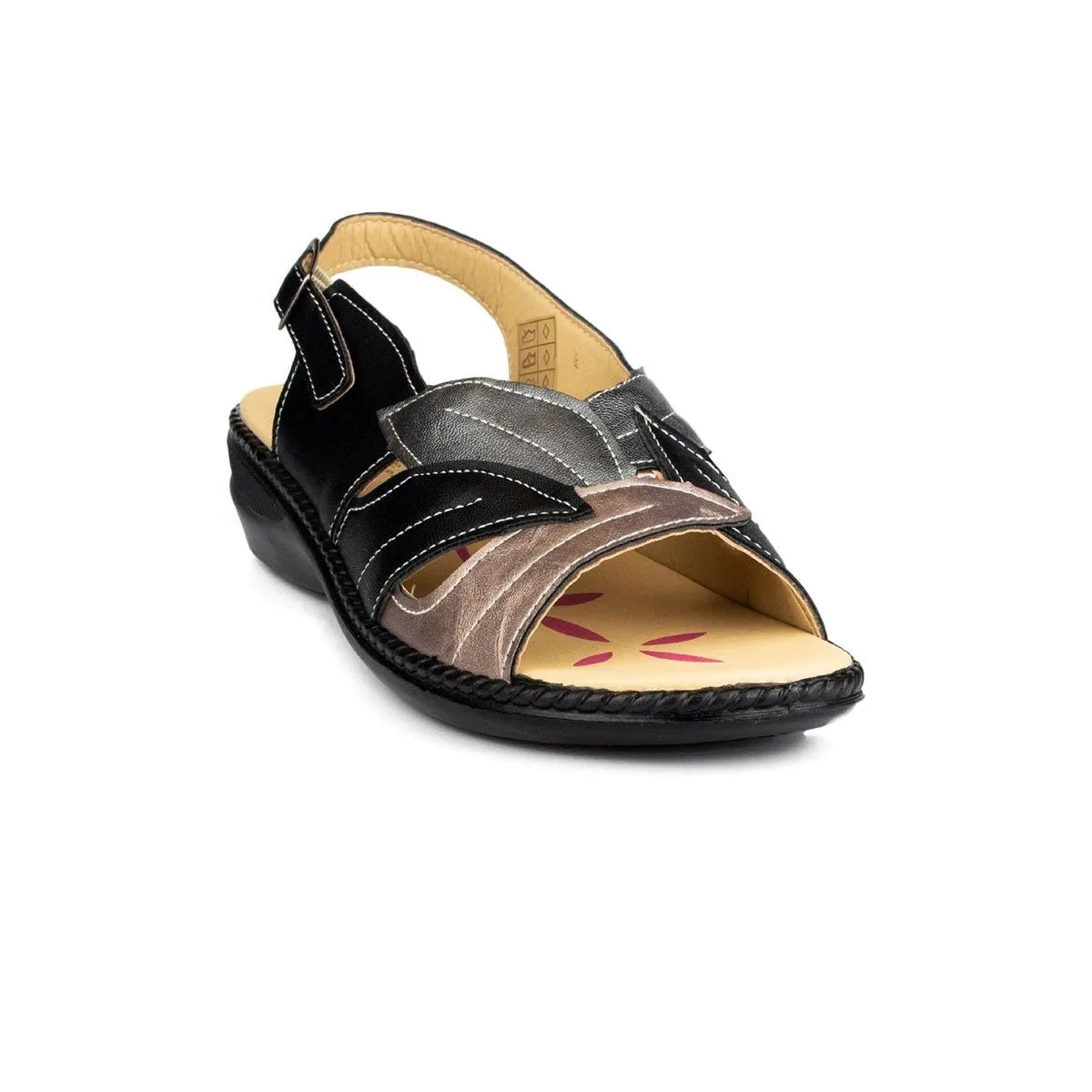 Womens Black & Gold Comfort Sandal