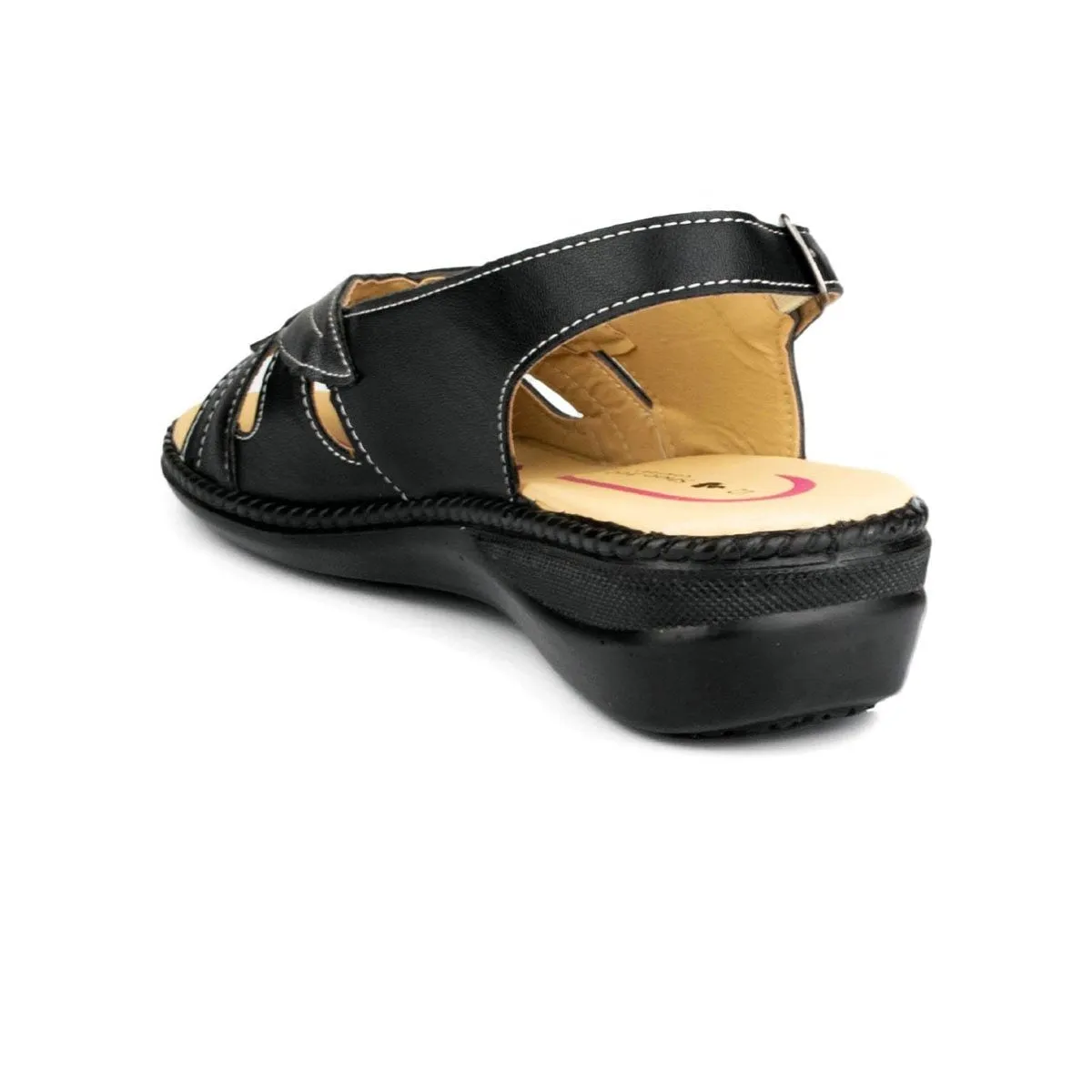 Womens Black & Gold Comfort Sandal