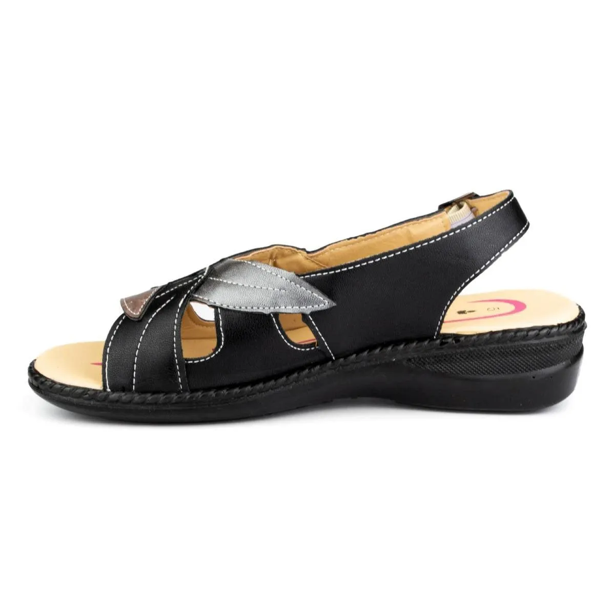 Womens Black & Gold Comfort Sandal
